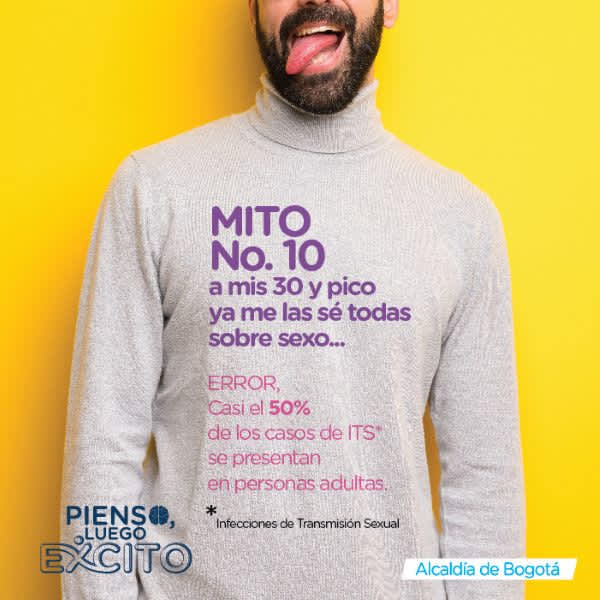En todas las etapas de tu vida debes estar atento y atenta. Según las cifras, el 50 por ciento de las ITS se presentan en personas adultas   #PiensoLuegoExcito .